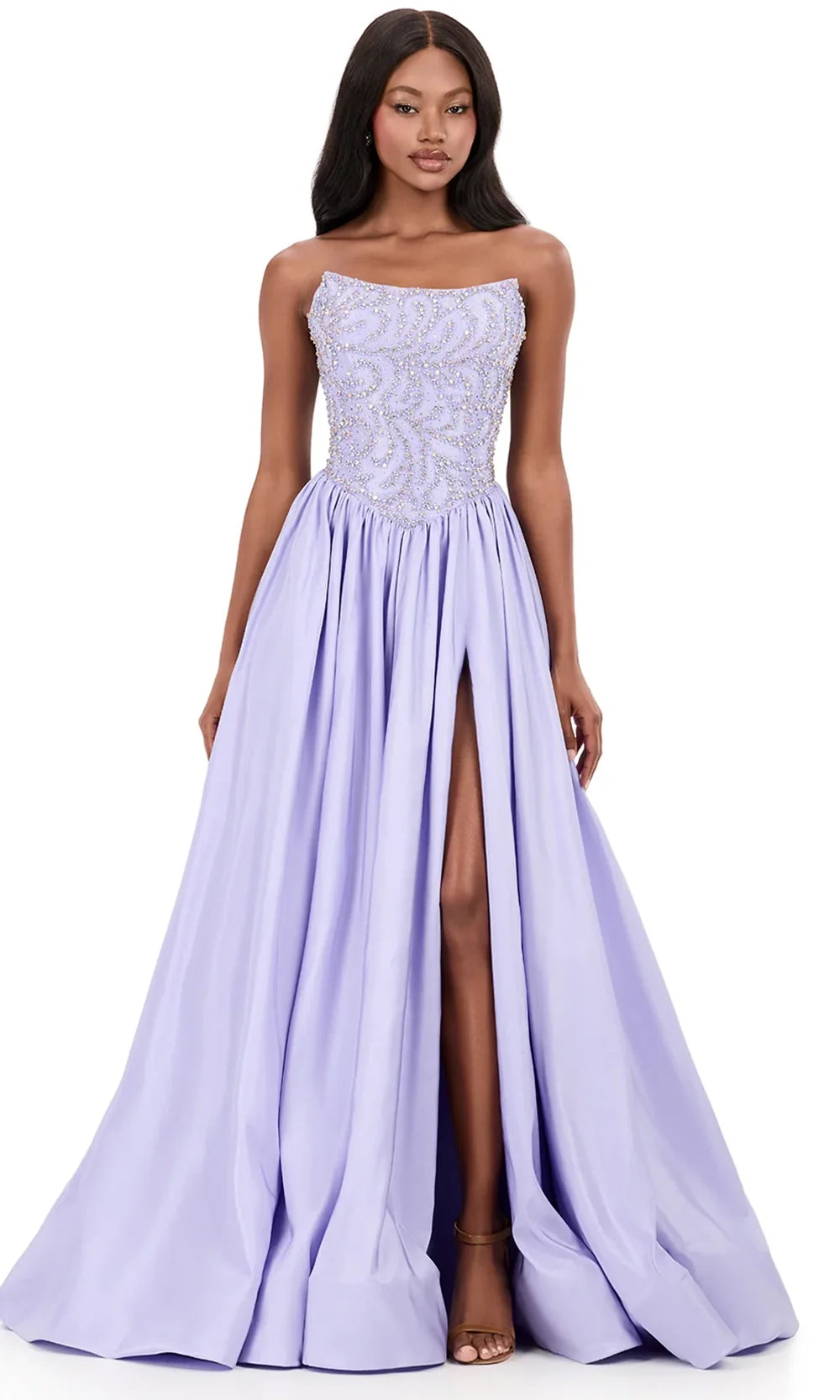 Ashley Lauren 12298 - Beaded Scoop Neck Gathered Ballgown Special Occasion Dress in Lalic