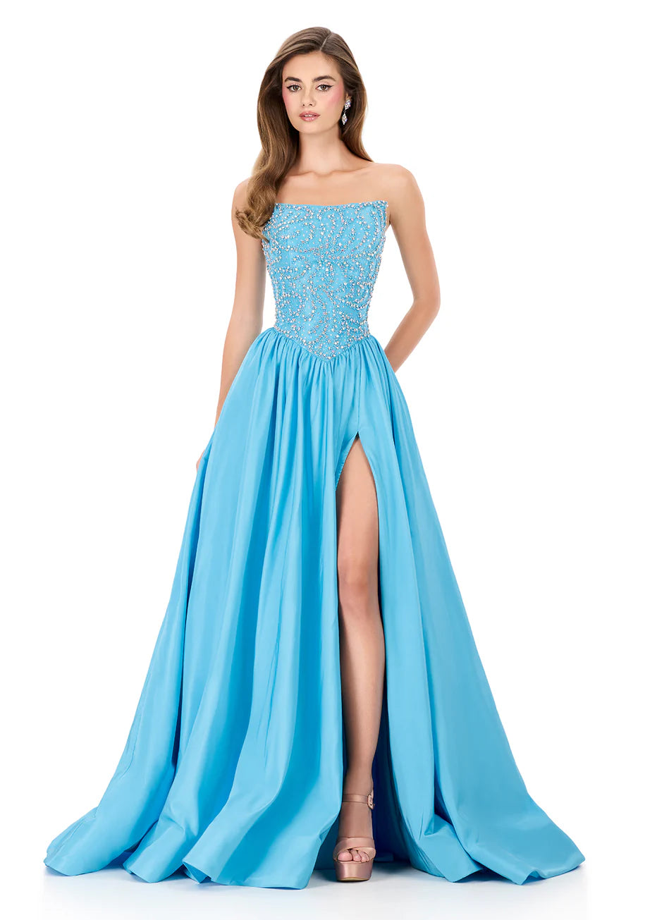 Ashley Lauren 12298 - Strapless Embellished Ballgown with Slit