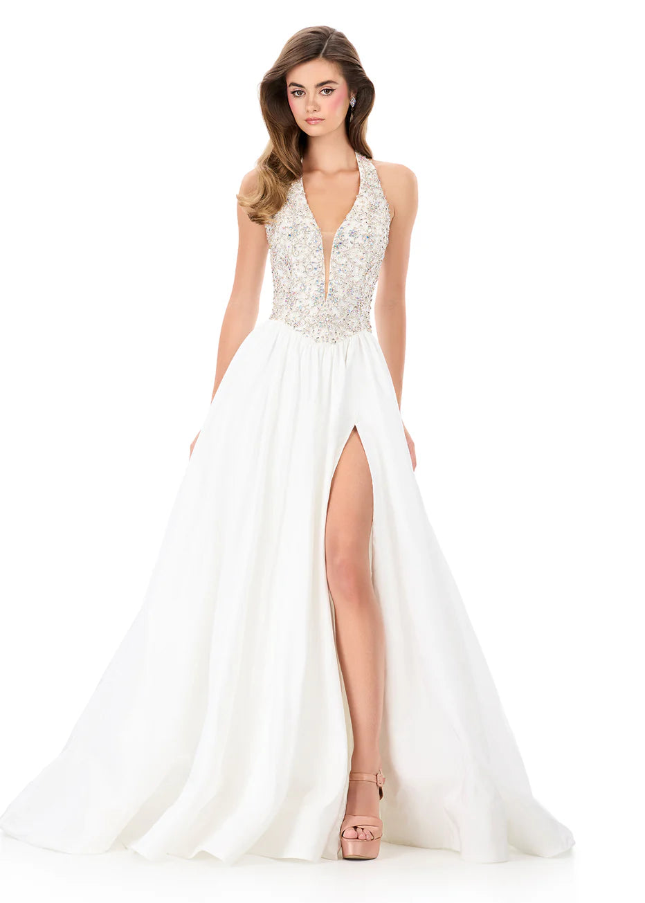 Ashley Lauren 12299 - Elegant Plunge Basque Waist Ballgown