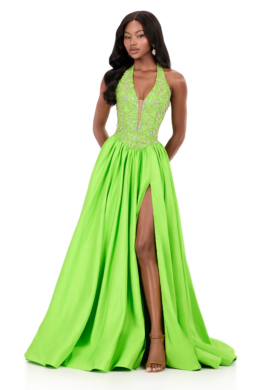Ashley Lauren 12299 - Elegant Plunge Basque Waist Ballgown