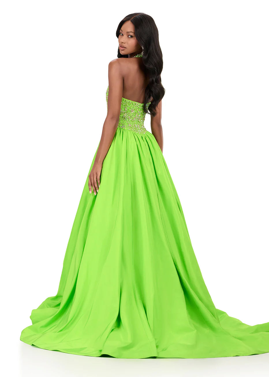 Ashley Lauren 12299 - Elegant Plunge Basque Waist Ballgown