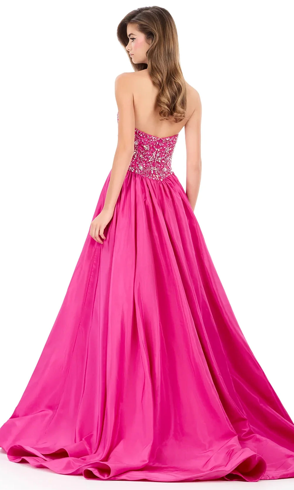 Ashley Lauren 12299 - Beaded Bodice Plungin g Halter Ballgown Special Occasion Dress in Raspberry