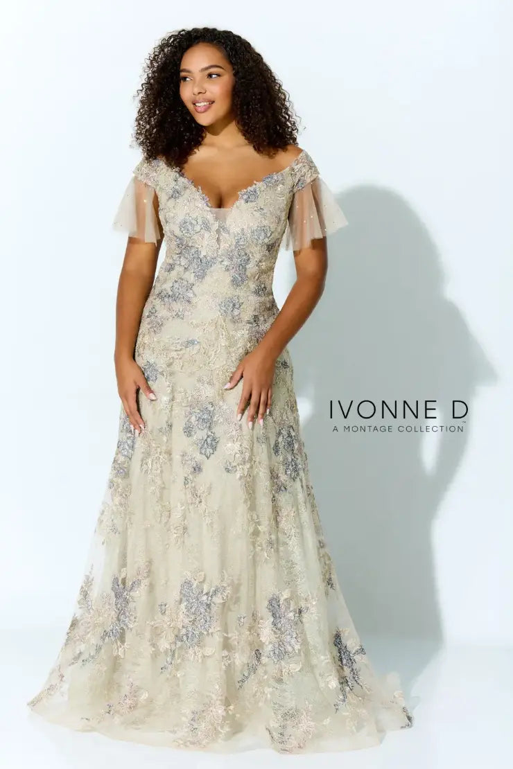 Ivonne D 122D63 - Embroidered A Line Gown