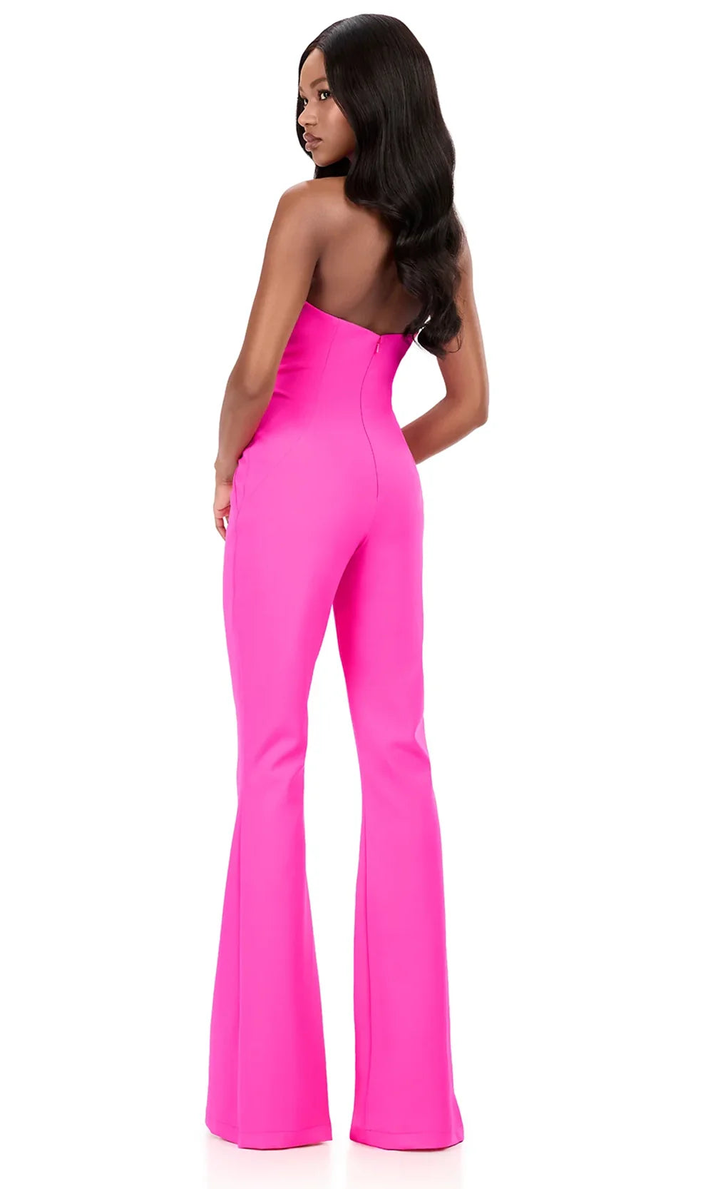 Ashley Lauren 12302 - Cross Halter Flared Leg Jumpsuit Special Occasion Dress in Fuchsia