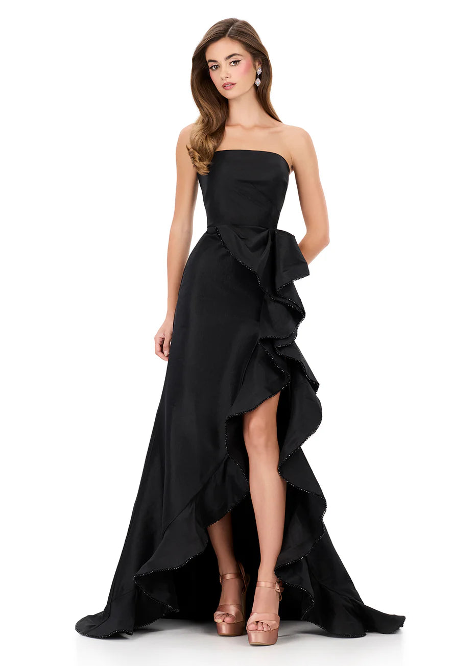 Ashley Lauren 12309 - Strapless Taffeta Dress with Statement Ruffle