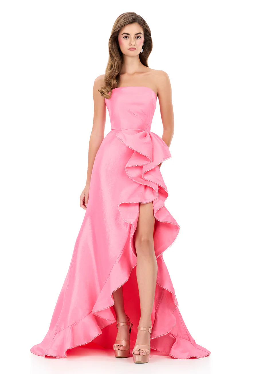 Ashley Lauren 12309 - Strapless Taffeta Dress with Statement Ruffle