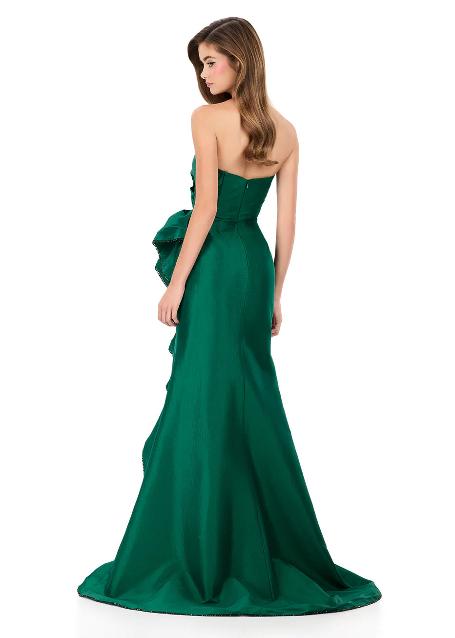 Ashley Lauren 12309 - Strapless Taffeta Dress with Statement Ruffle