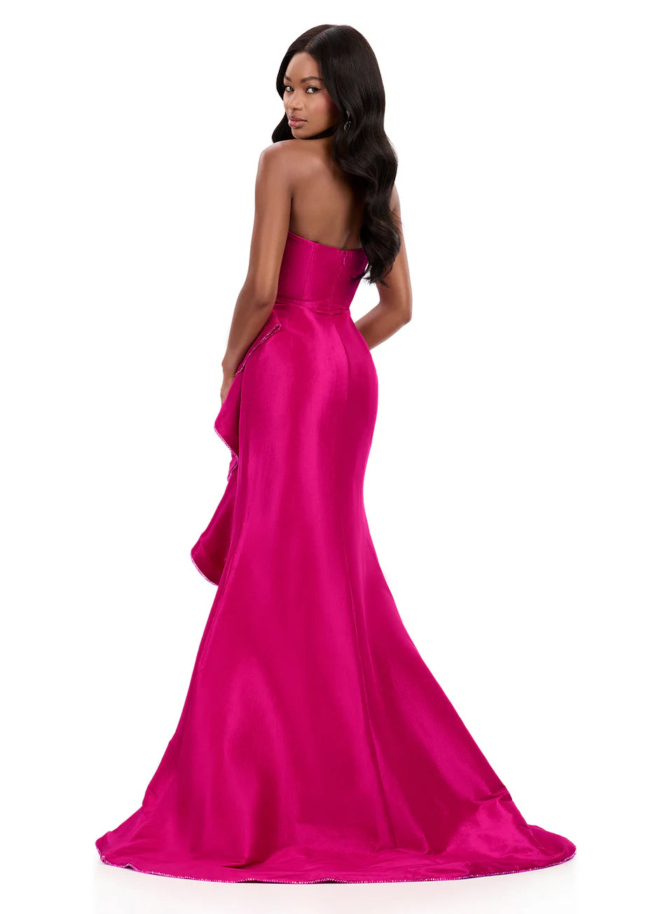 Ashley Lauren 12309 - Strapless Taffeta Dress with Statement Ruffle