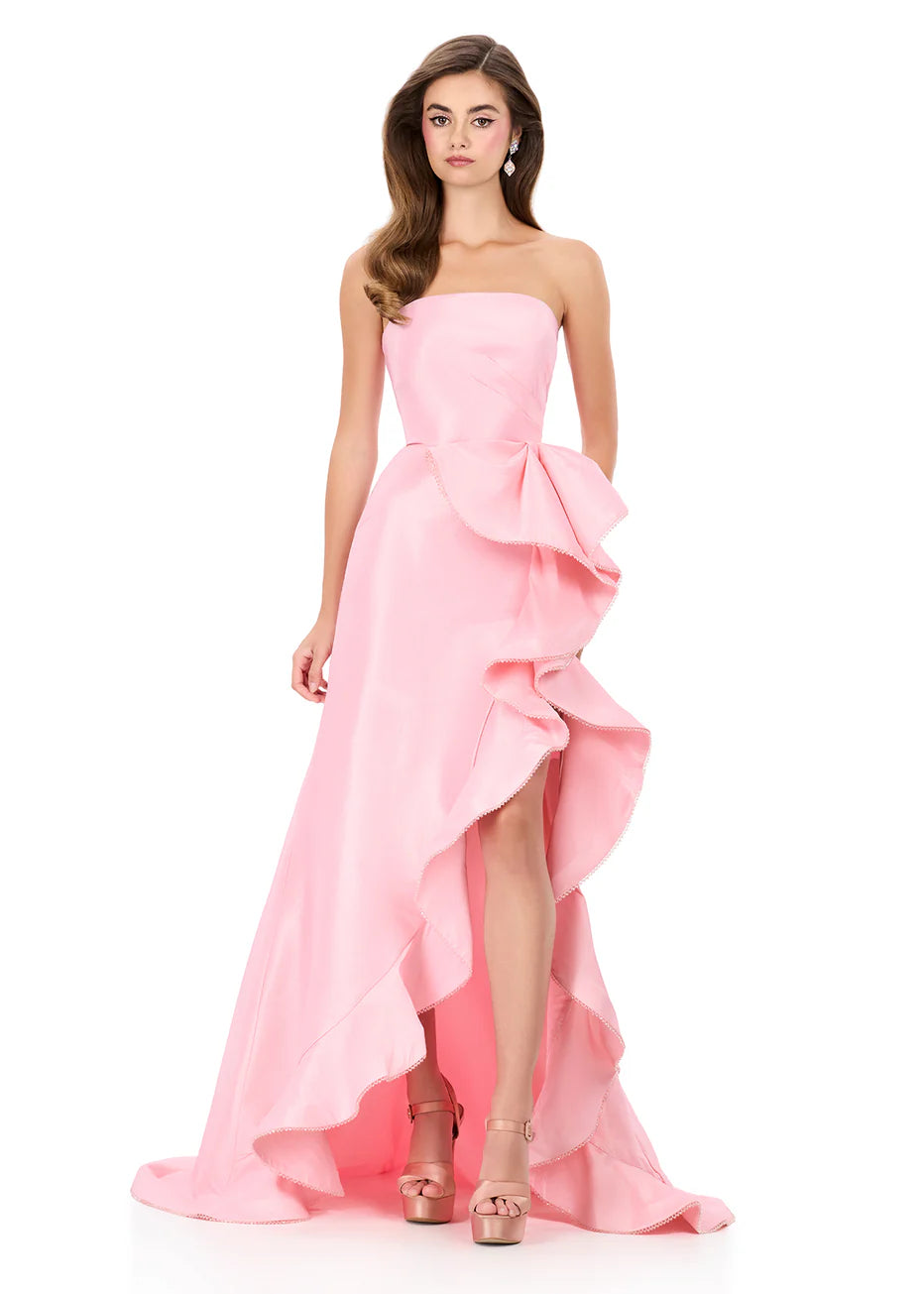 Ashley Lauren 12309 - Strapless Taffeta Dress with Statement Ruffle