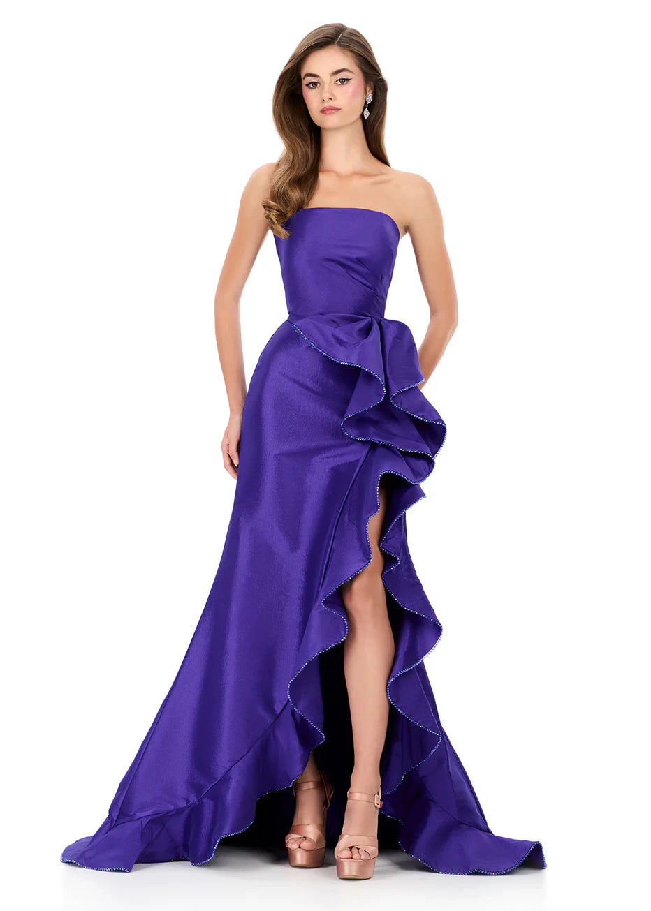 Ashley Lauren 12309 - Strapless Taffeta Dress with Statement Ruffle