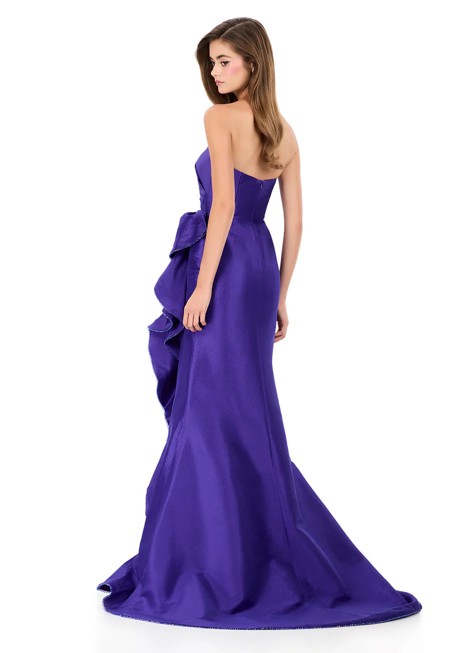 Ashley Lauren 12309 - Strapless Taffeta Dress with Statement Ruffle