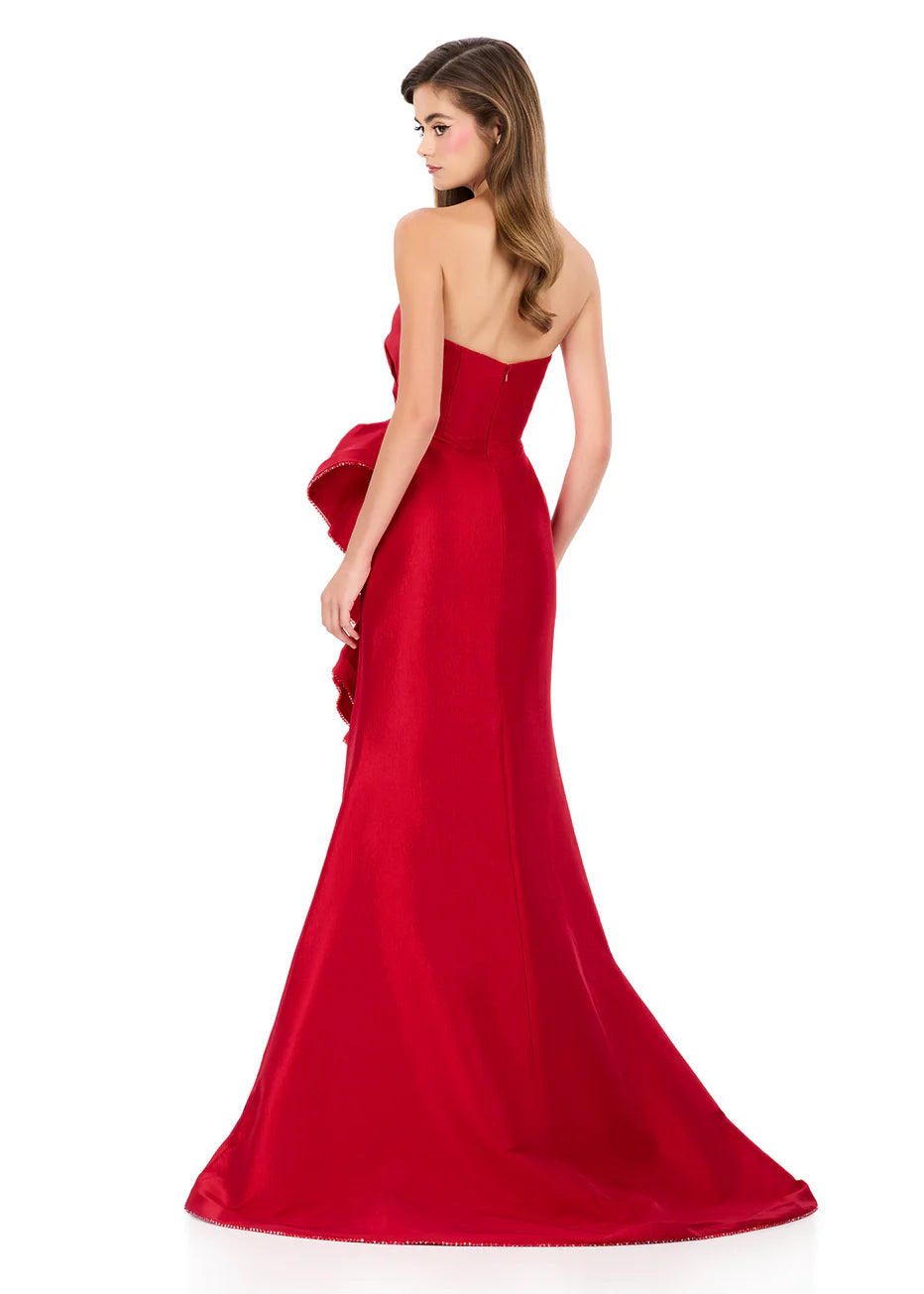 Ashley Lauren 12309 - Strapless Taffeta Dress with Statement Ruffle
