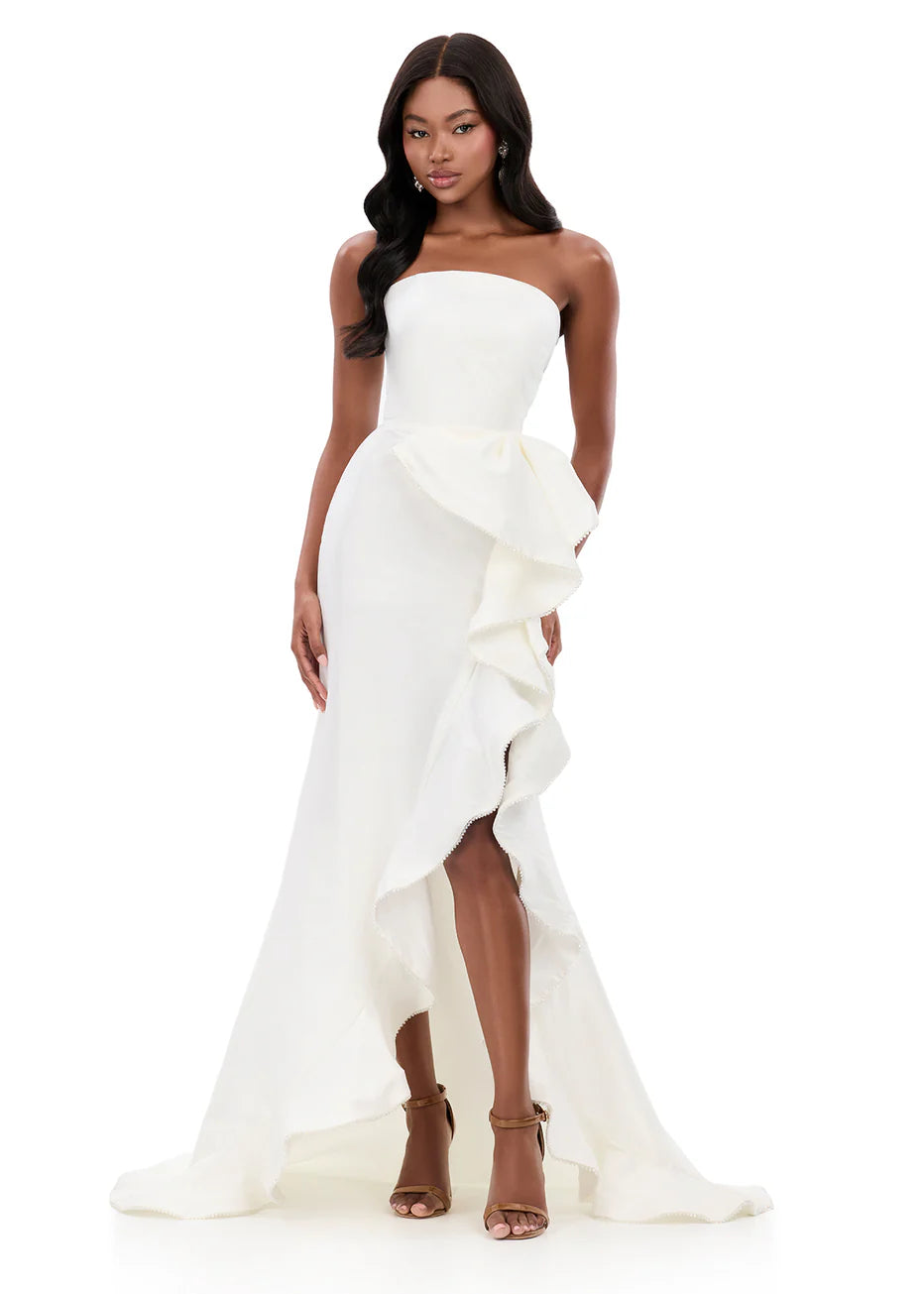 Ashley Lauren 12309 - Strapless Taffeta Dress with Statement Ruffle