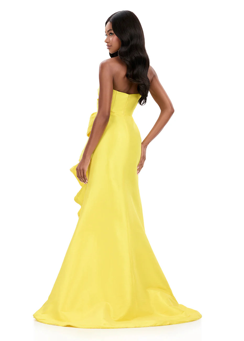Ashley Lauren 12309 - Strapless Taffeta Dress with Statement Ruffle