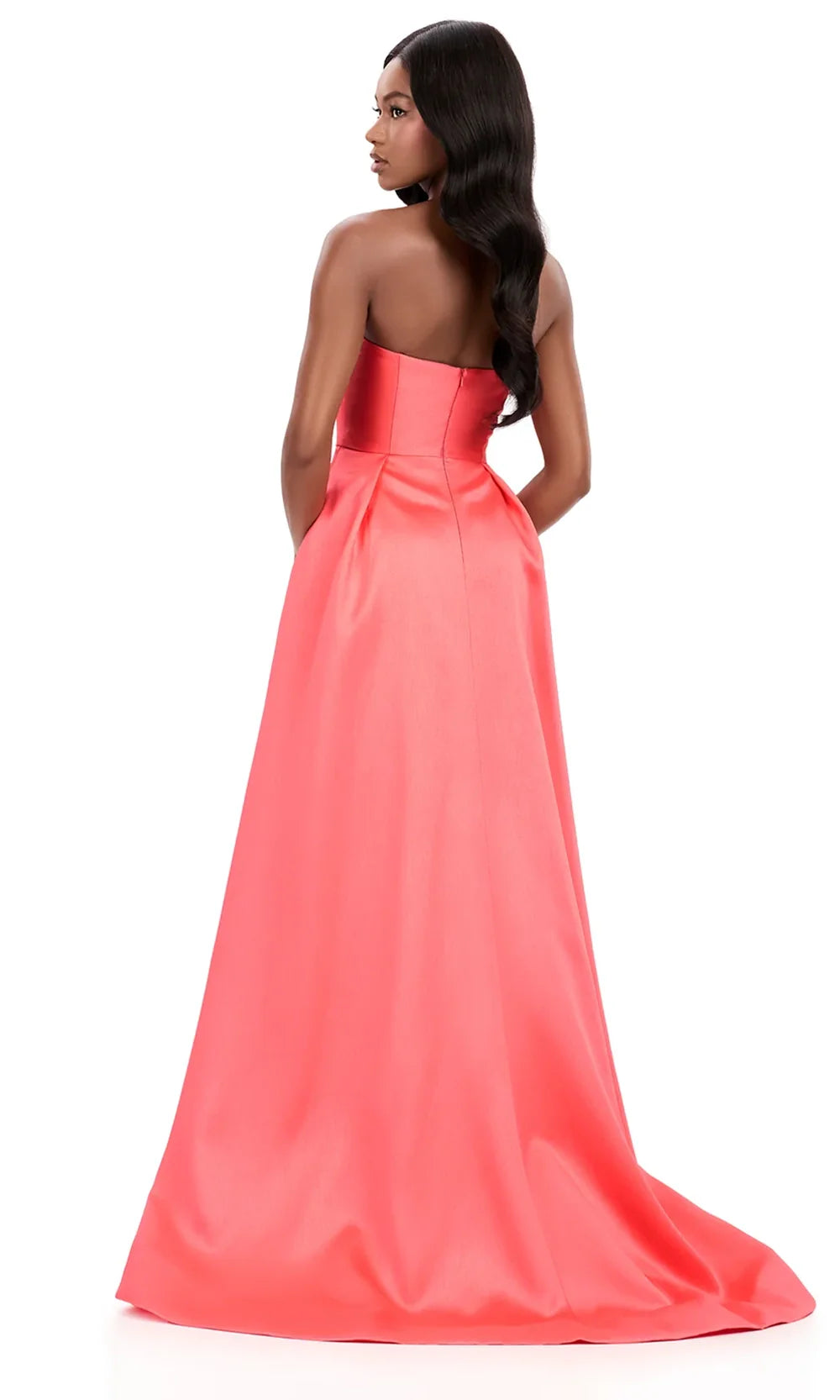 Ashley Lauren 12313 - Strapless Bow Cutout Evening Gown in Coral