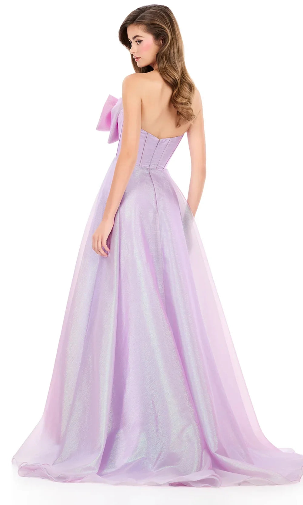 Ashley Lauren 12314 - Sweetheart Neckline Bow Shimmer Gown in Orchid