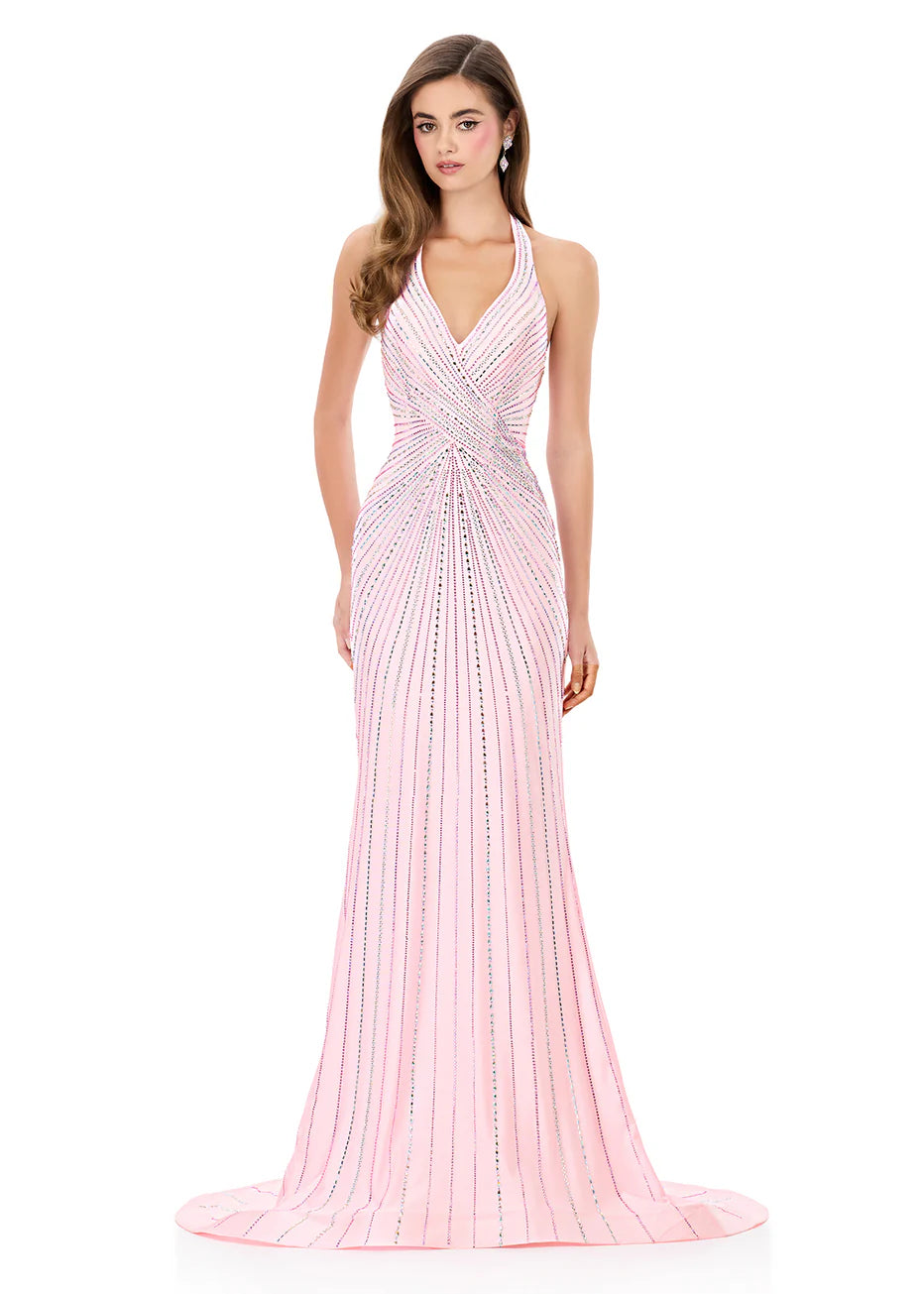 Ashley Lauren 12327 - Radiant Beaded Pattern Open Back Dress