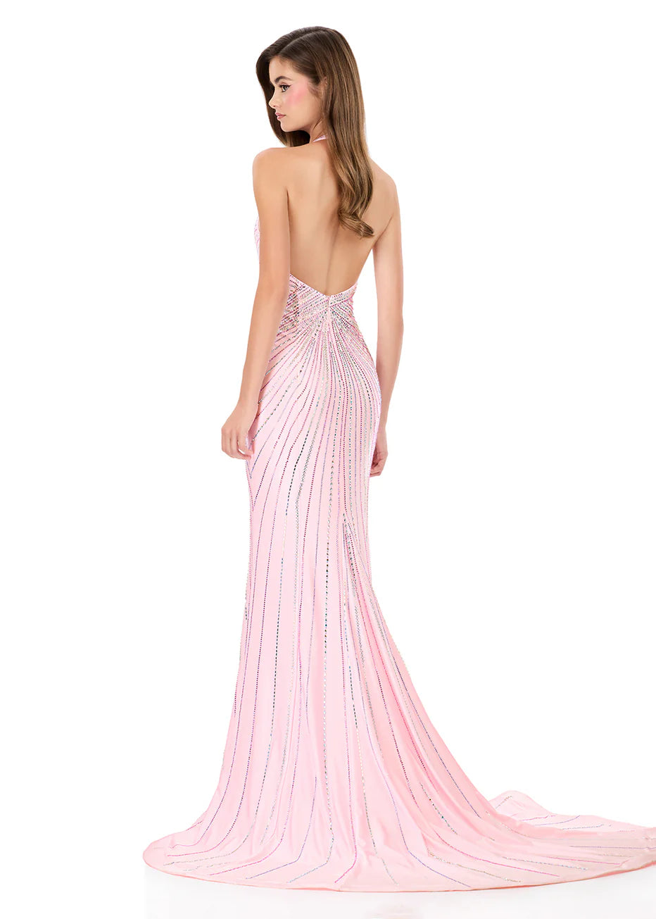 Ashley Lauren 12327 - Radiant Beaded Pattern Open Back Dress