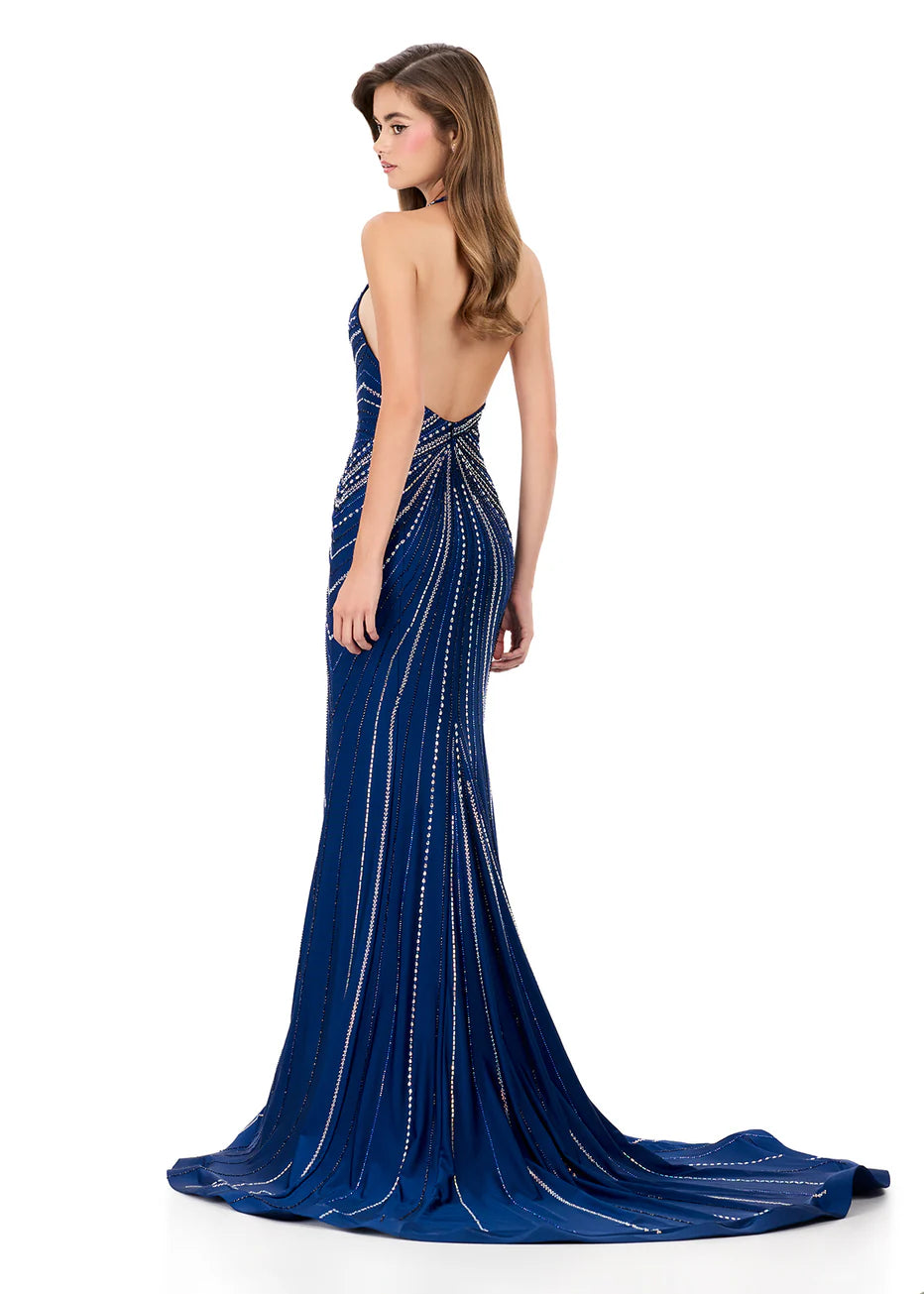 Ashley Lauren 12327 - Radiant Beaded Pattern Open Back Dress