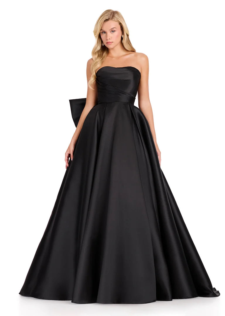 Ashley Lauren 12358 - Strapless Mikado Ballgown with Bow Ruffle Back