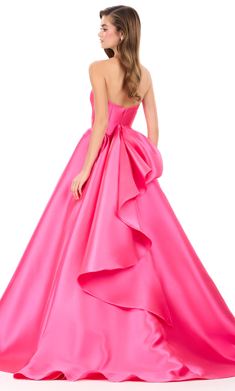 Ashley Lauren 12358 - Straight Neckline Ruched Bustier Ballgown Special Occasion Dress in Fuchsia