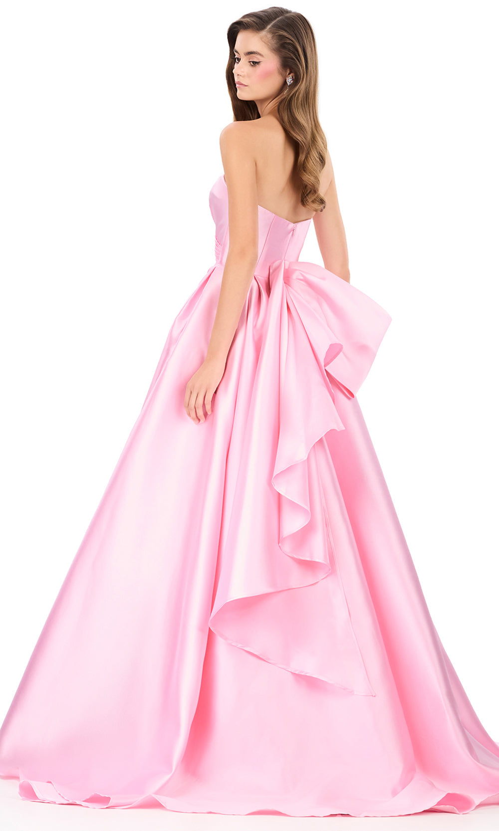 Ashley Lauren 12358 - Straight Neckline Ruched Bustier Ballgown Special Occasion Dress in Pink