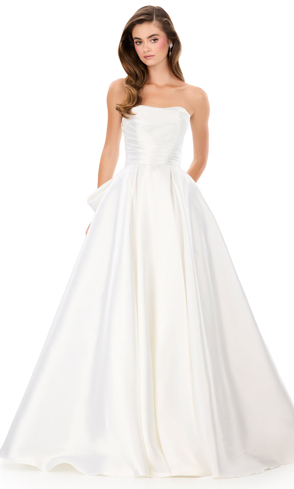 Ashley Lauren 12358 - Straight Neckline Ruched Bustier Ballgown Special Occasion Dress in Ivory