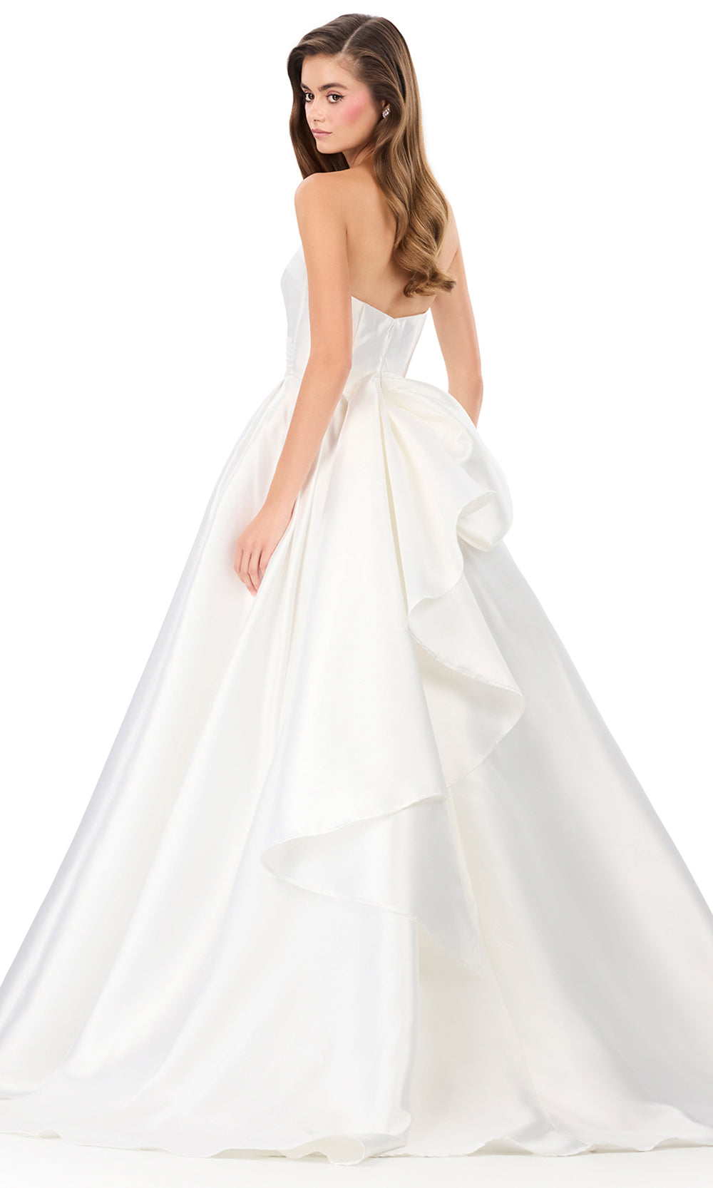 Ashley Lauren 12358 - Straight Neckline Ruched Bustier Ballgown Special Occasion Dress in Ivory