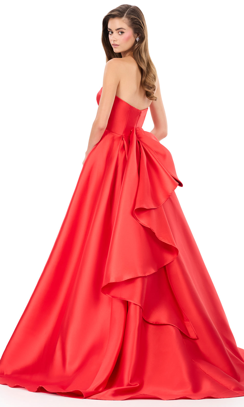 Ashley Lauren 12358 - Straight Neckline Ruched Bustier Ballgown Special Occasion Dress in Red