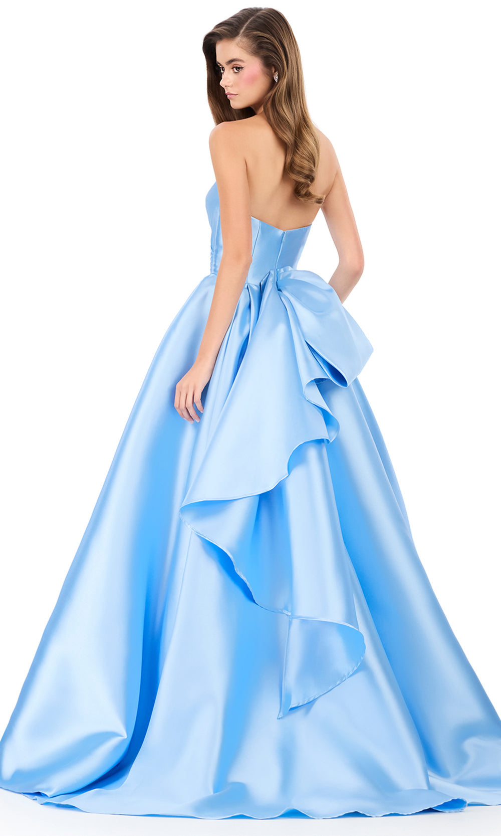 Ashley Lauren 12358 - Straight Neckline Ruched Bustier Ballgown Special Occasion Dress in Blue