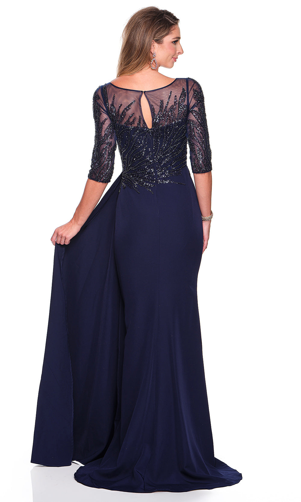 Dave & Johnny 12363 - Illusion Bateau Beaded Applique Dress Mother of the Bride Dresses