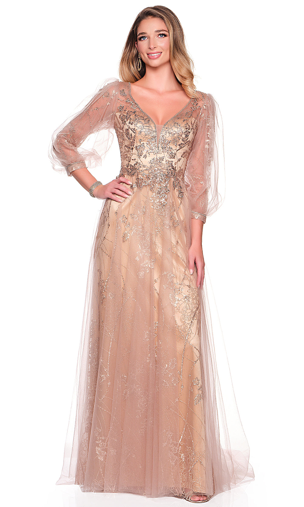 Dave & Johnny 12366 - A-Line Illusion Back Beaded Dress Mother of the Bride Dresses