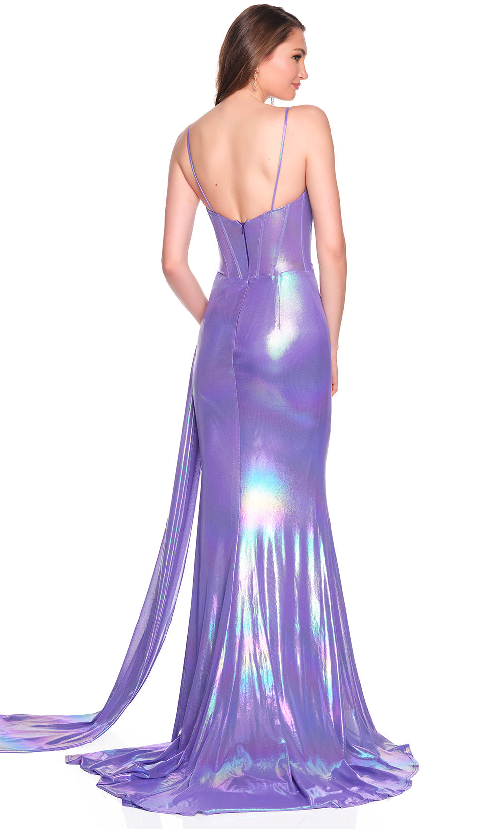 Dave & Johnny 12378 - Draped Corset Metallic Fitted Dress Prom Dresses