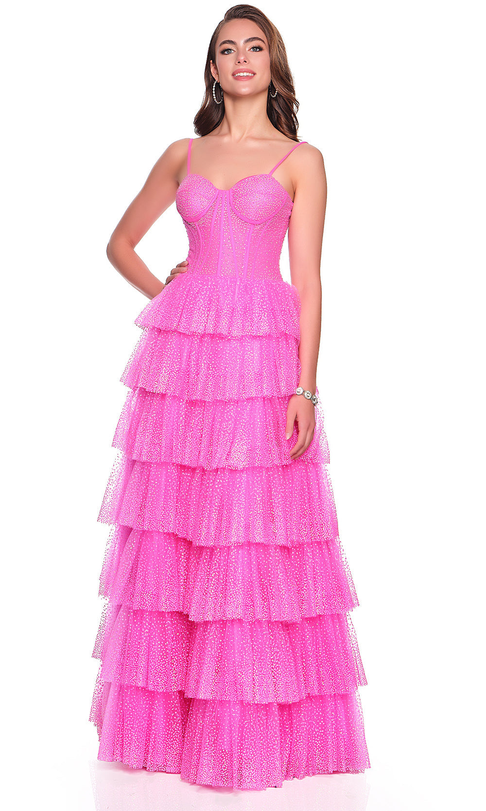 Dave & Johnny 12397 - Sweetheart Tiered Sparkle Dress Prom Dresses