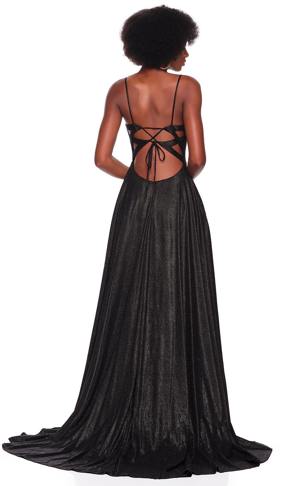 Dave & Johnny 12408 - Deep V-Neck A-Line Shimmer Dress Prom Dresses