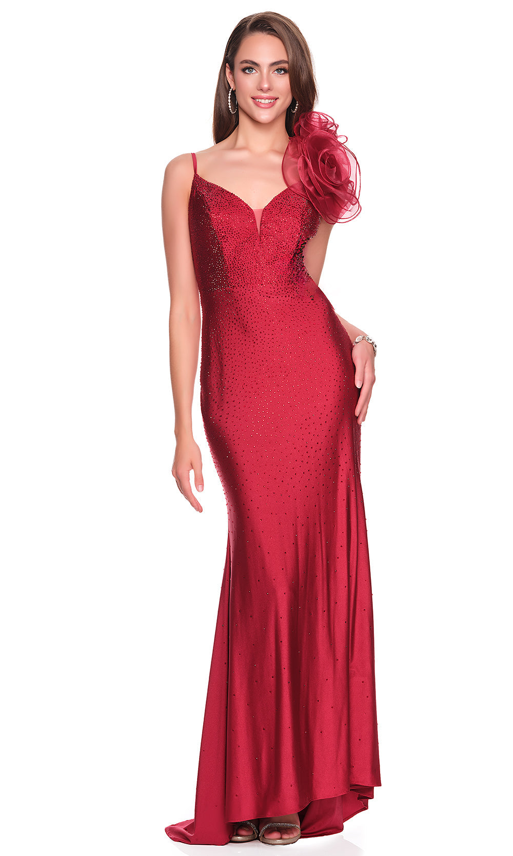 Dave & Johnny 12412 - Spaghetti Strap Stone Studded Dress Prom Dresses