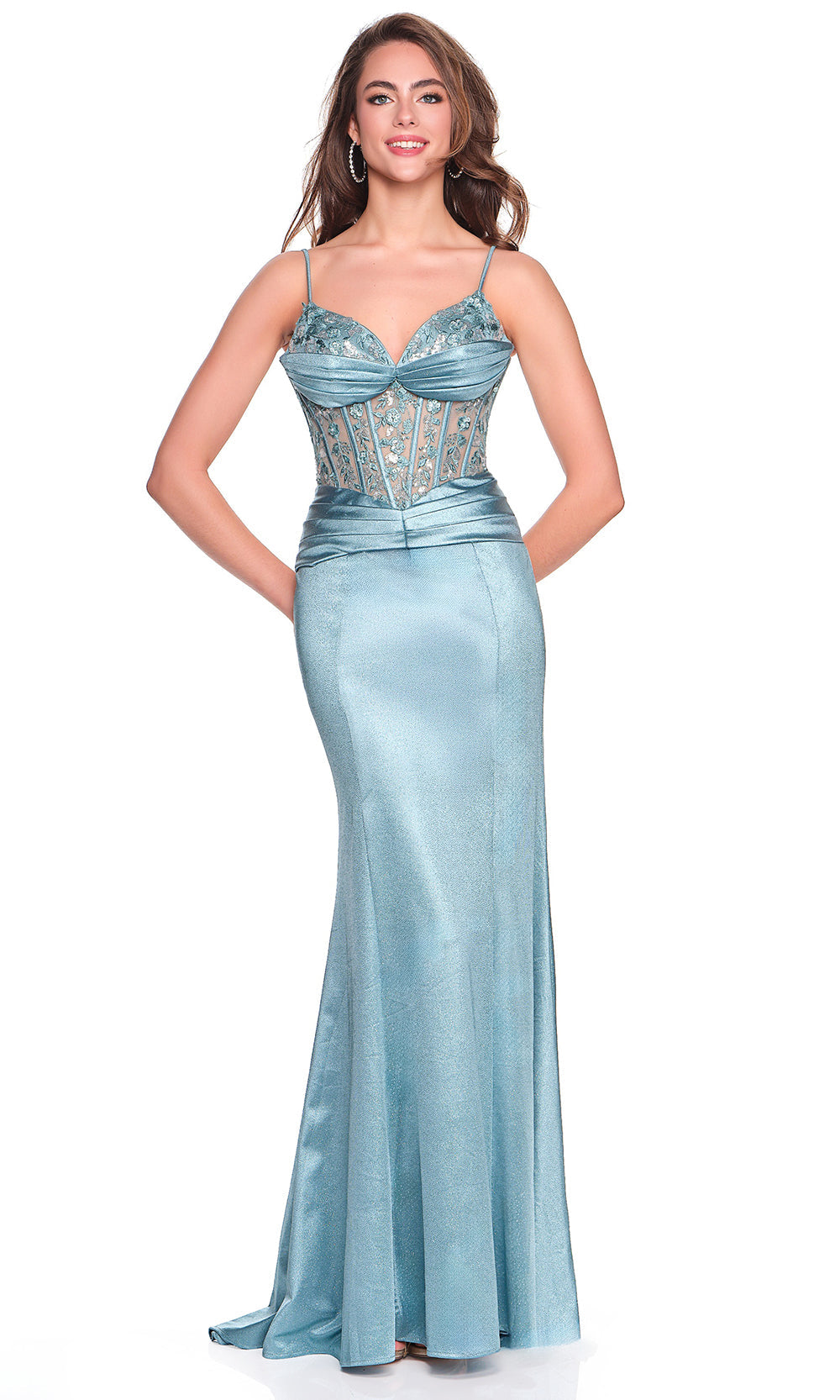Dave & Johnny 12426 - Lace Applique V-Back Sheath Dress Prom Dresses