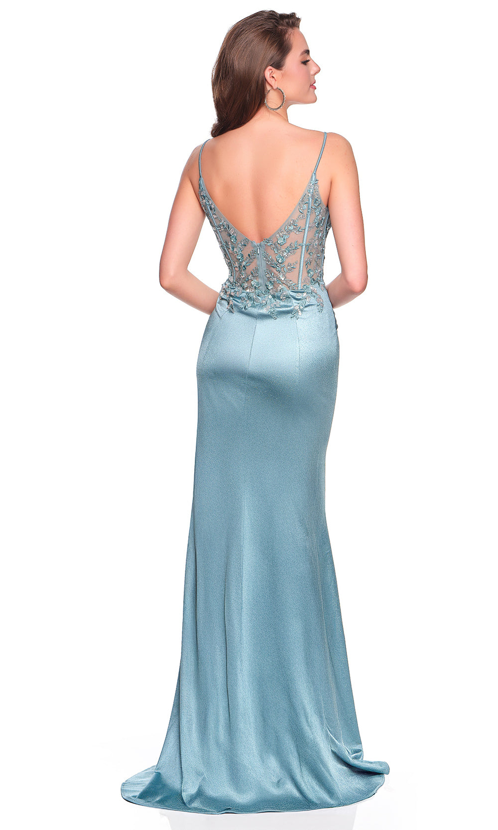 Dave & Johnny 12426 - Lace Applique V-Back Sheath Dress Prom Dresses
