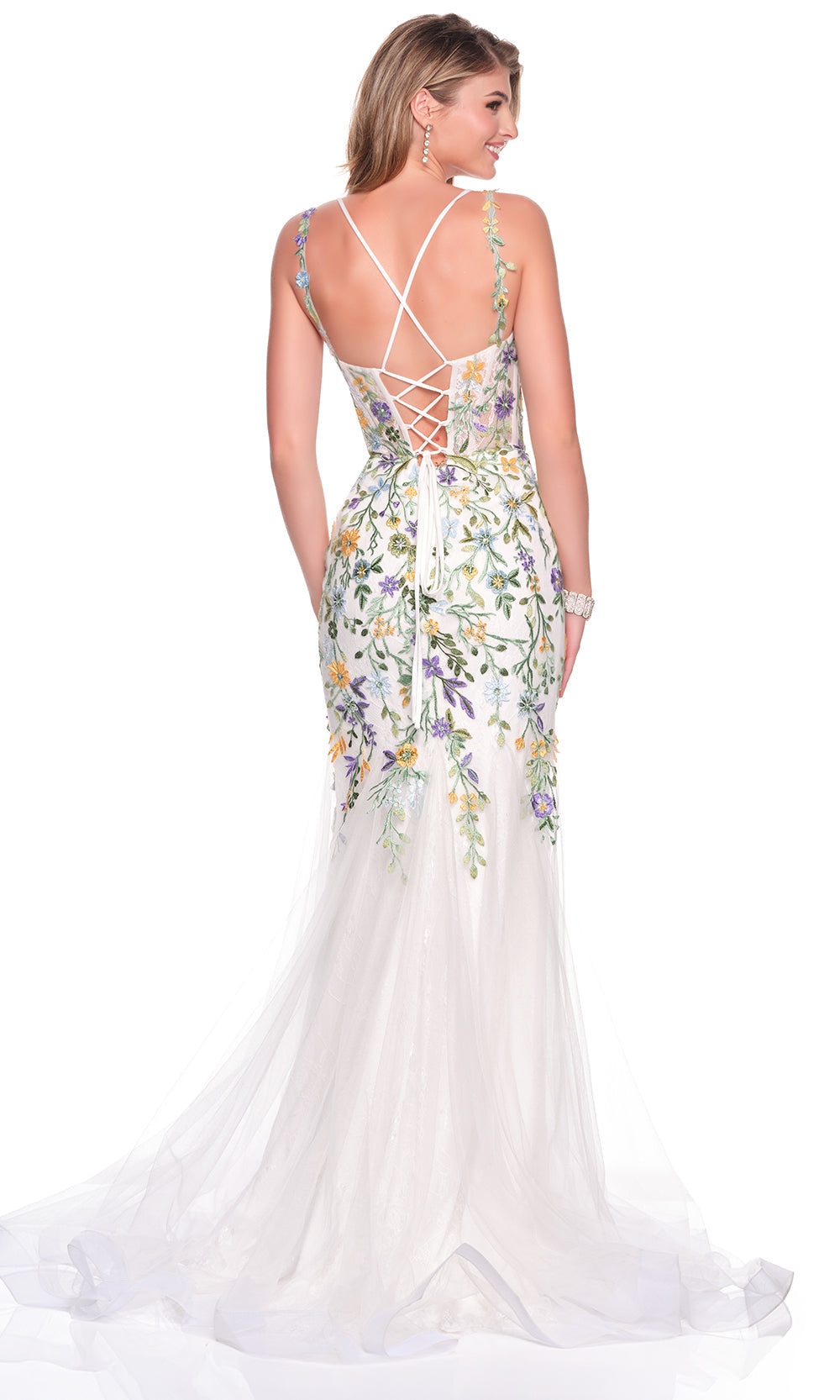 Dave & Johnny 12447 - Mermaid Floral Embellished Prom Dress Prom Dresses