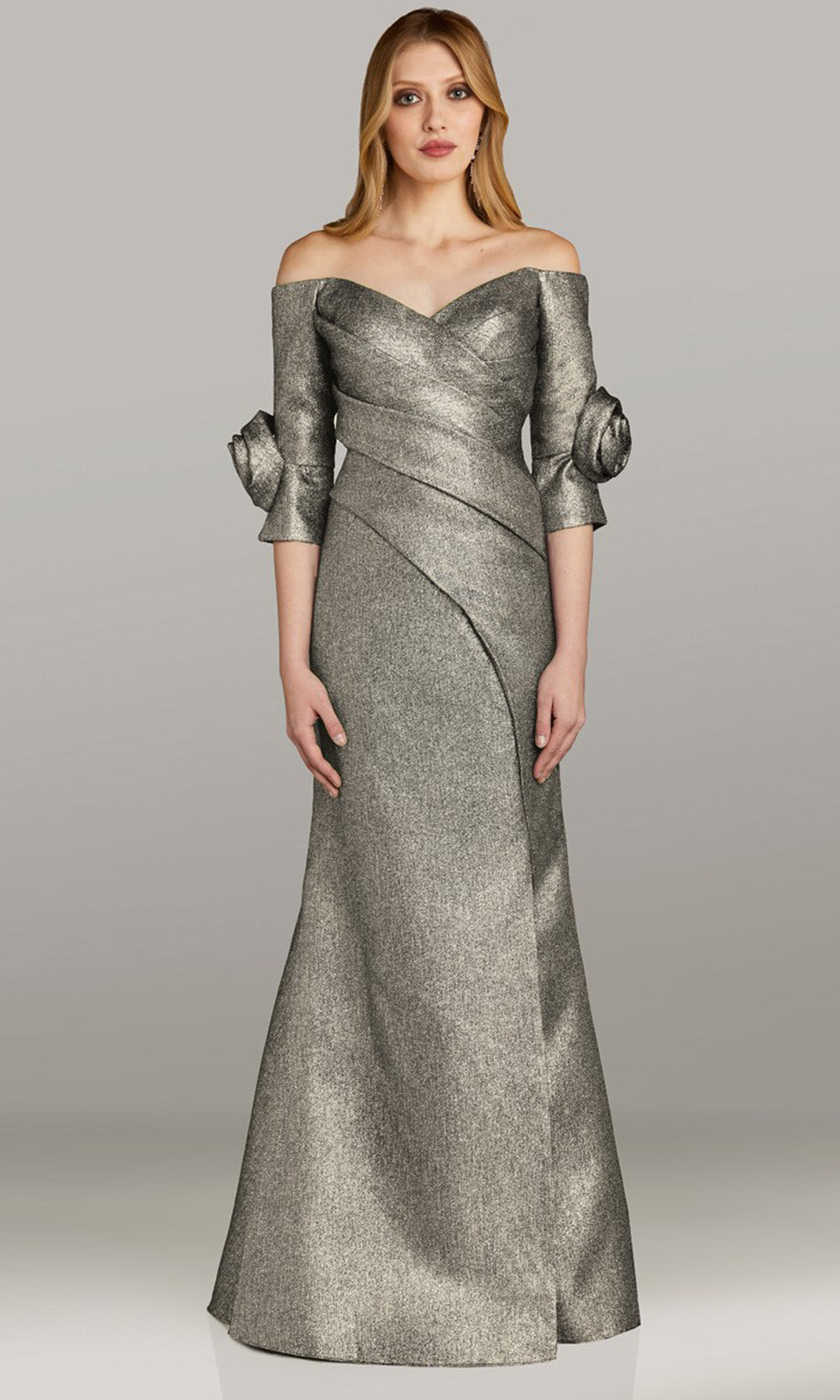 Gia Franco 12450 - Off Shoulder Side Slit Evening Gown Mother of the Bride Dresses in Gold 