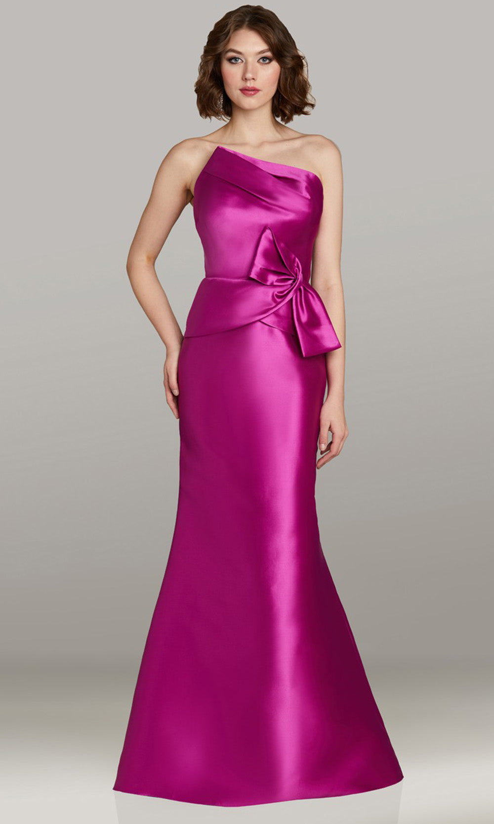 Gia Franco 12452 - Asymmetric Neck Mermaid Long Gown Mother of the Bride Dresses in Magenta 