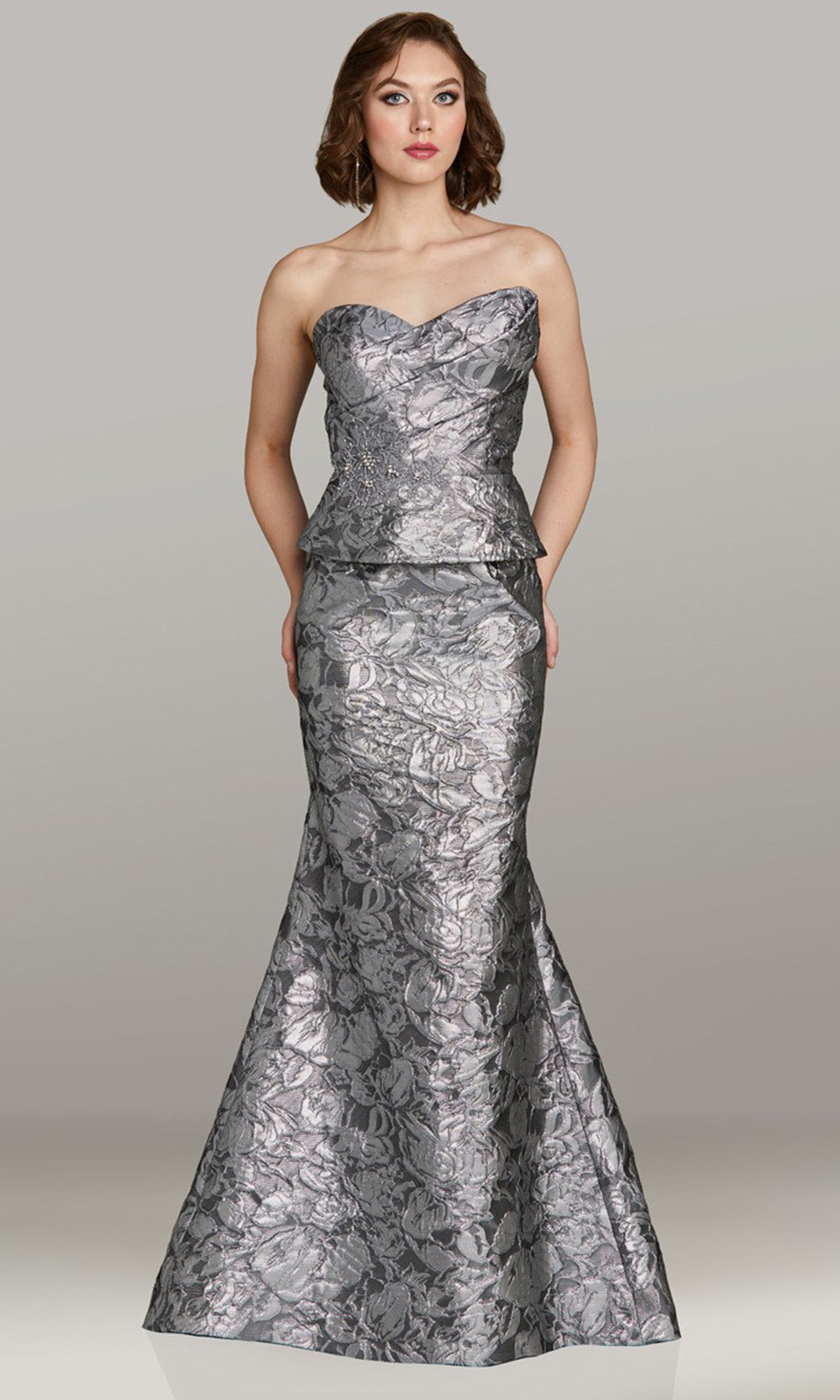 Gia Franco 12453 - Mermaid Sweetheart Neckline Long Dress Mother of the Bride Dresses in Silver 
