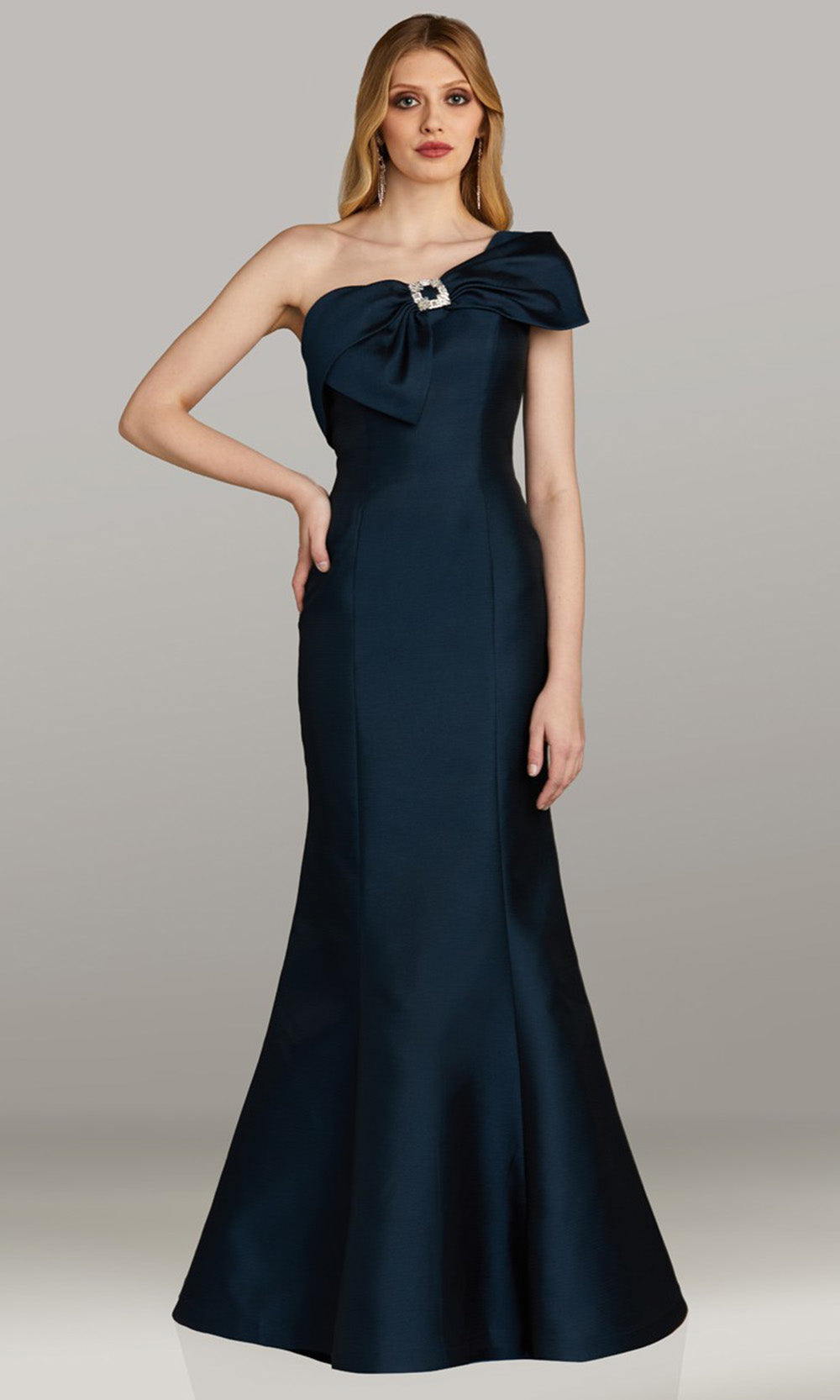 Gia Franco 12458 - Crystal Brooch Asymmetric Mermaid Gown Mother of the Bride Dresses in Blue 