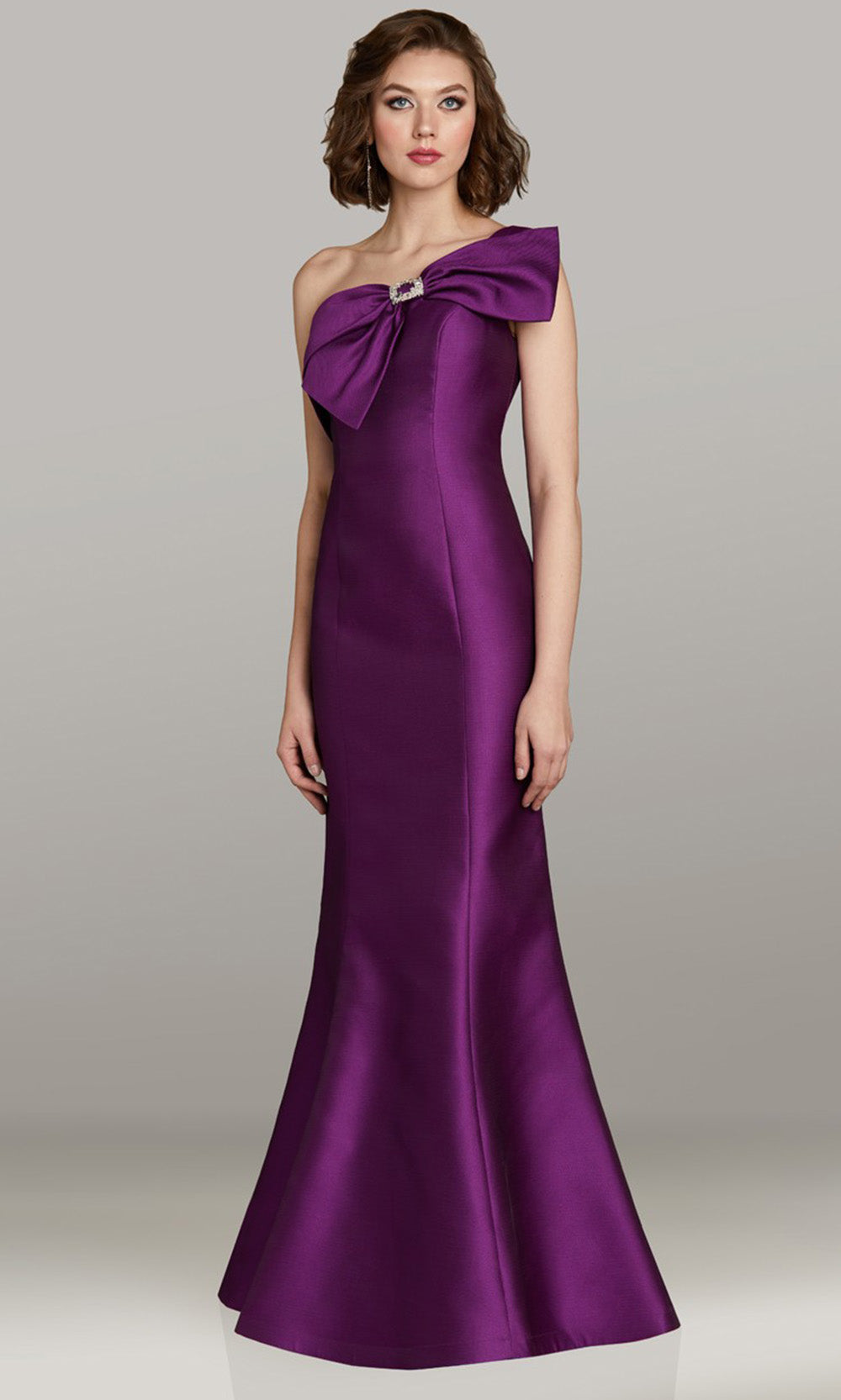 Gia Franco 12458 - Crystal Brooch Asymmetric Mermaid Gown Mother of the Bride Dresses in Purple 