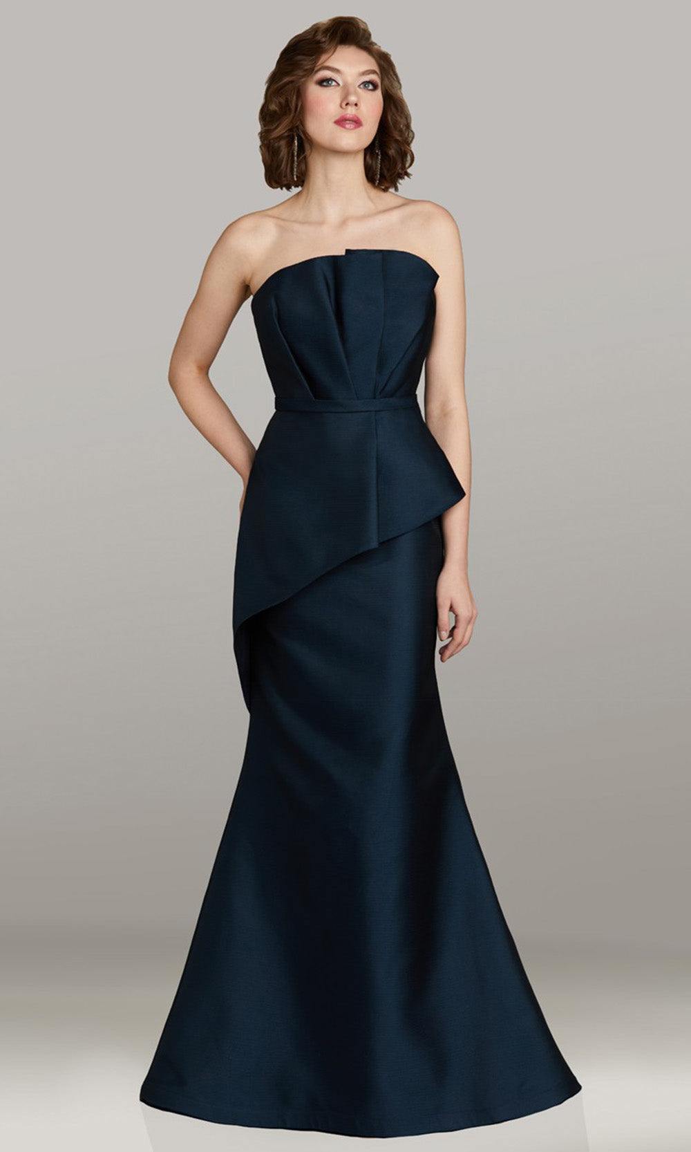 Gia Franco 12459 - Asymmetrical Peplum Mermaid Evening Gown Mother of the Bride Dresses in Teal 