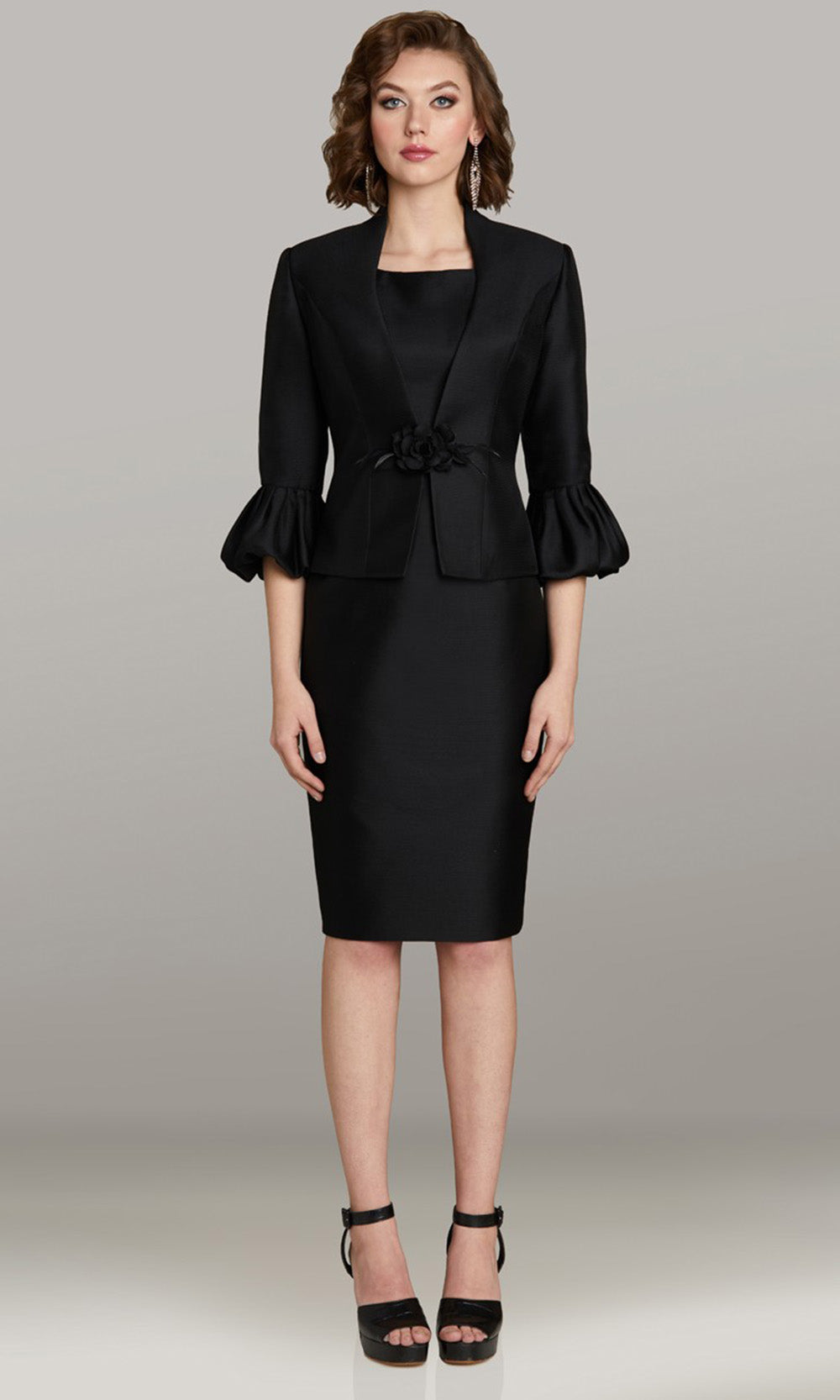 Gia Franco 12460 - Scoop Neckline Fitted Dress with Bolero Graduation Dresses in Black 