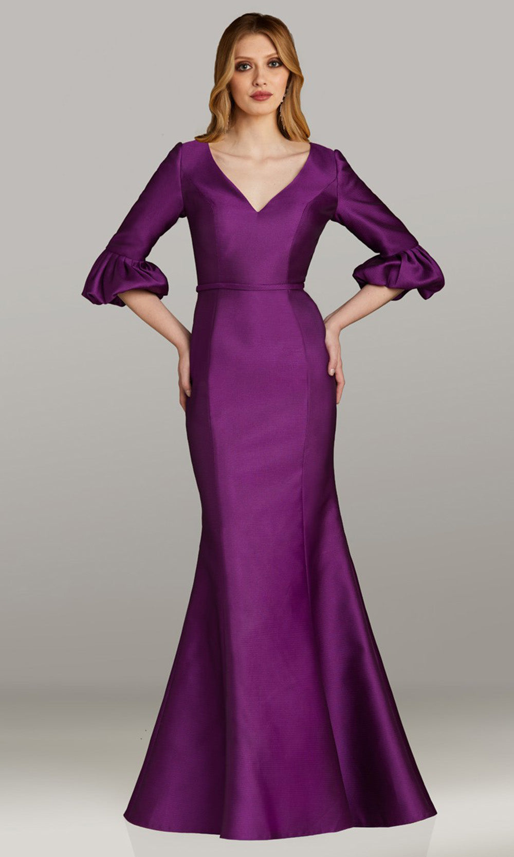 Gia Franco 12462 - Three-Quarter Sleeve Long Mermaid Gown Mother of the Bride Dresses in Magenta 