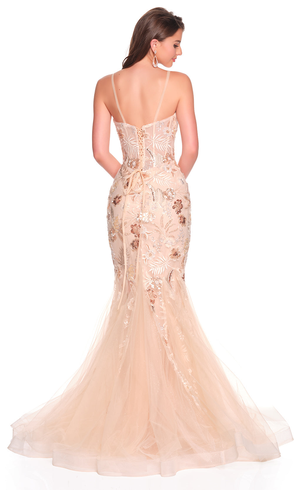 Dave & Johnny 12469 - Embroidered Sleeveless Mermaid Dress Prom Dresses