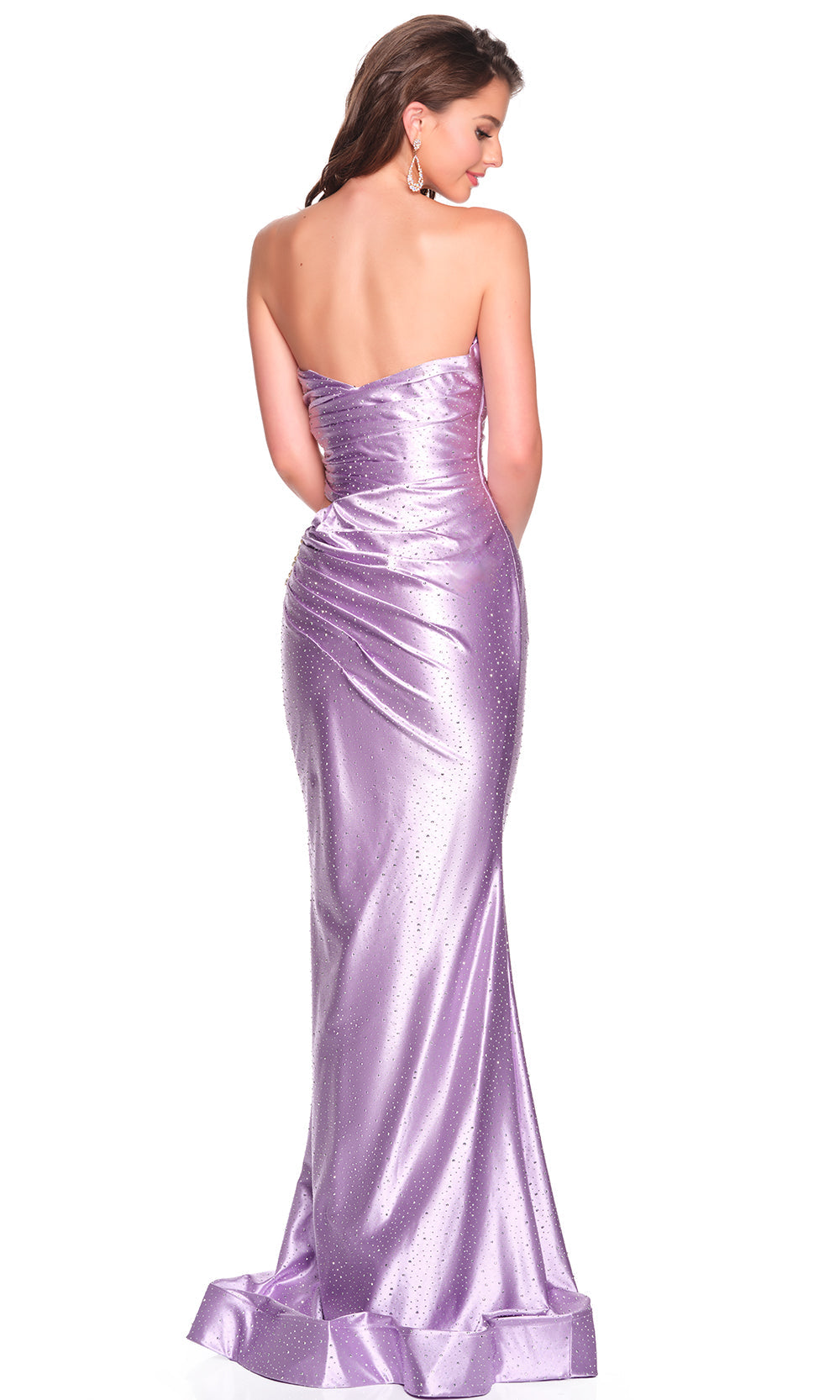 Dave & Johnny 12476 - Strapless High Slit Dress with Stone Accent Prom Dresses