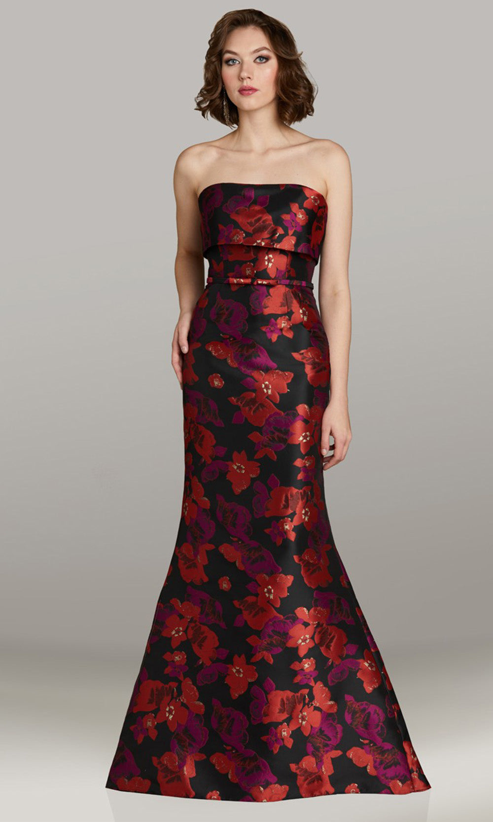 Gia Franco 12479 - Floral Print Mermaid Evening Dress Prom Dresses in Red Black